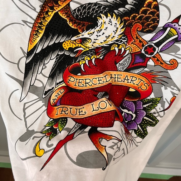 Ed Hardy graphic tee pierced hearts and true love Y2K - Picture 8 of 9